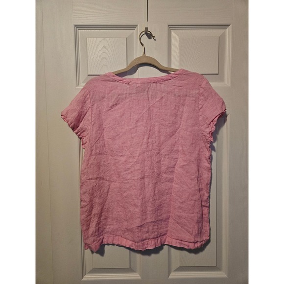 Cynthia Rowley 100% linen icy pink boxy short sleeve top size M - Picture 4 of 4